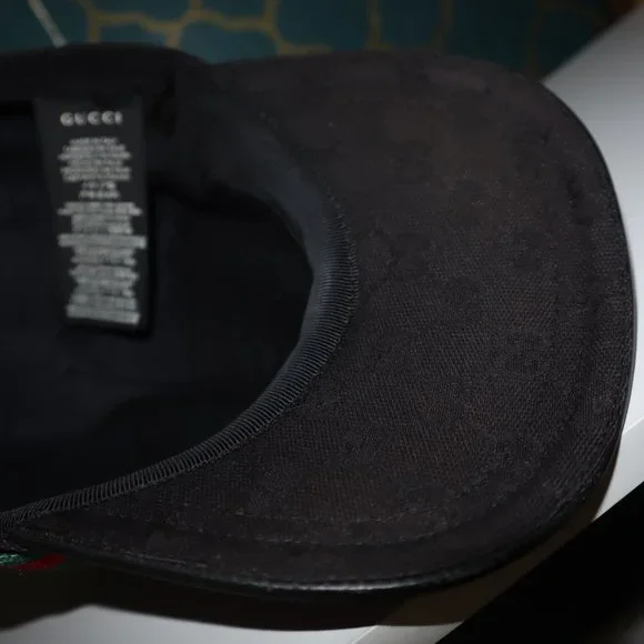 SOLD -- Gucci Sherry Web Black Monogram GG Baseball Cap Hat - Picture 7 of 10